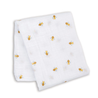 Bees - Muslin Swaddle, 100 x 100 cm Swaddle Blanket Lulujo 