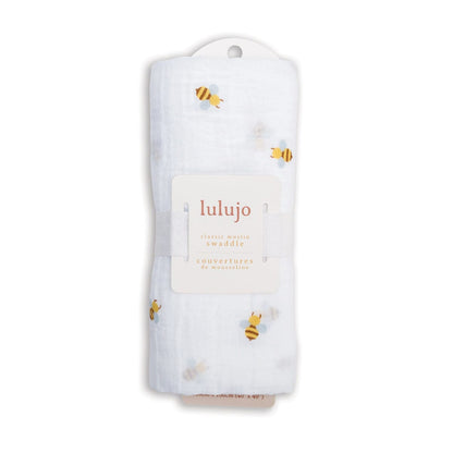 Bees - Muslin Swaddle, 100 x 100 cm Swaddle Blanket Lulujo 