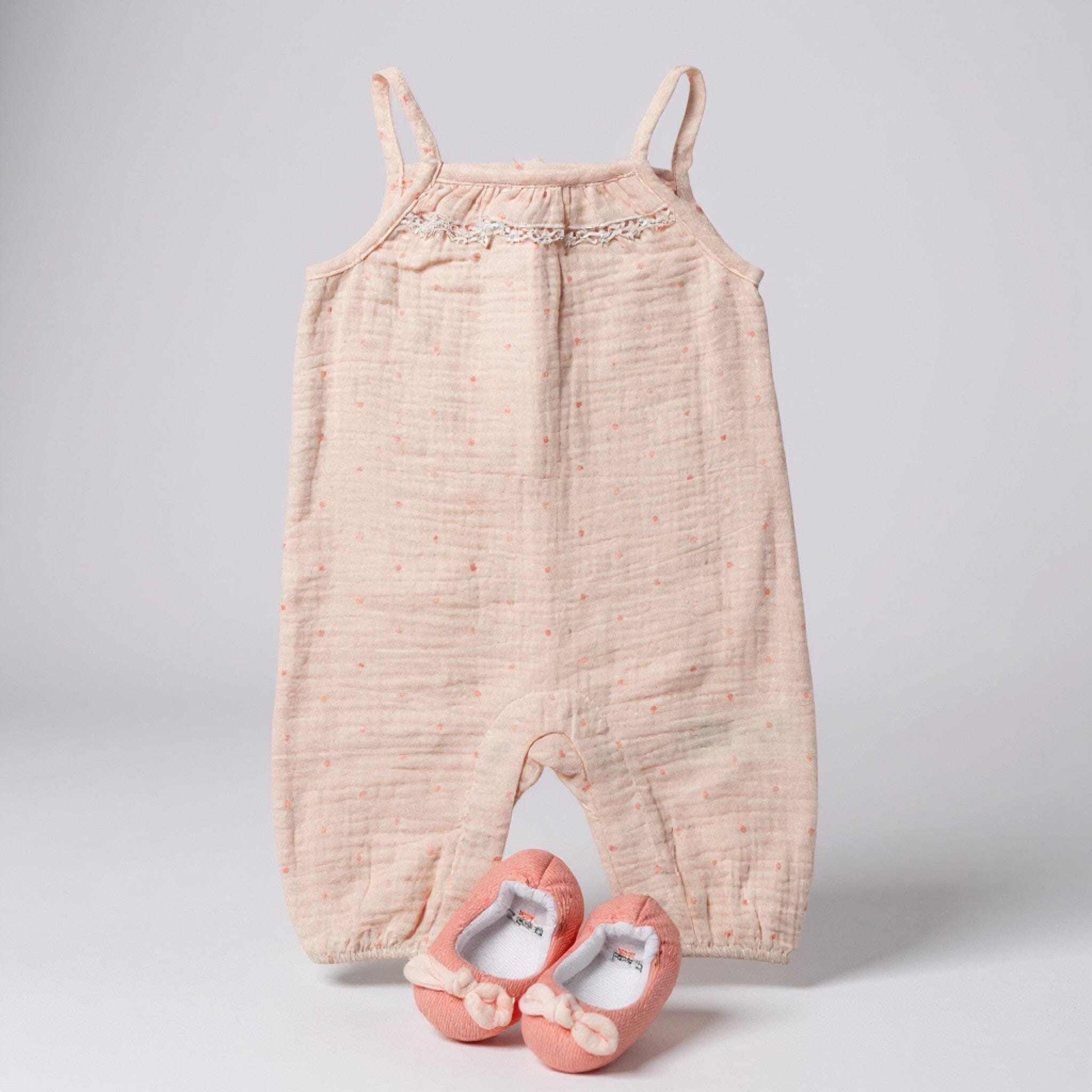 Pink Crinkle Muslin Romper & Shoes Lilly & Jack