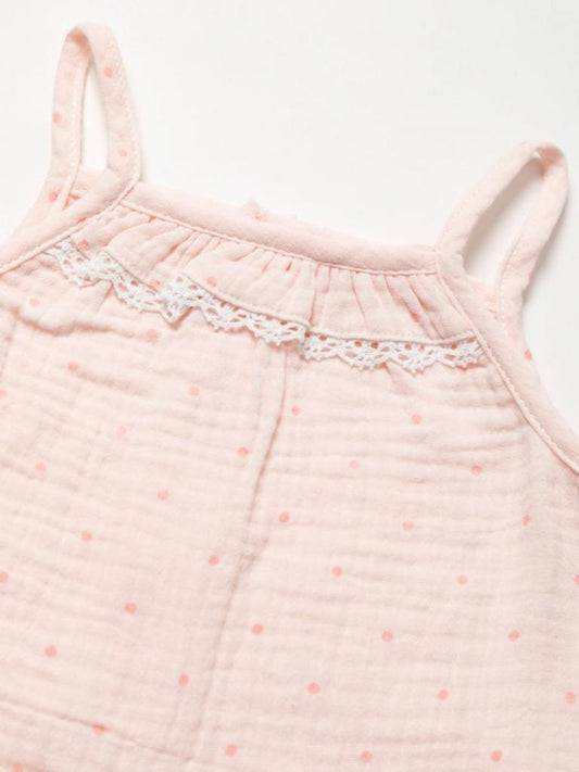 Pink Crinkle Muslin Romper & Shoes Lilly & Jack