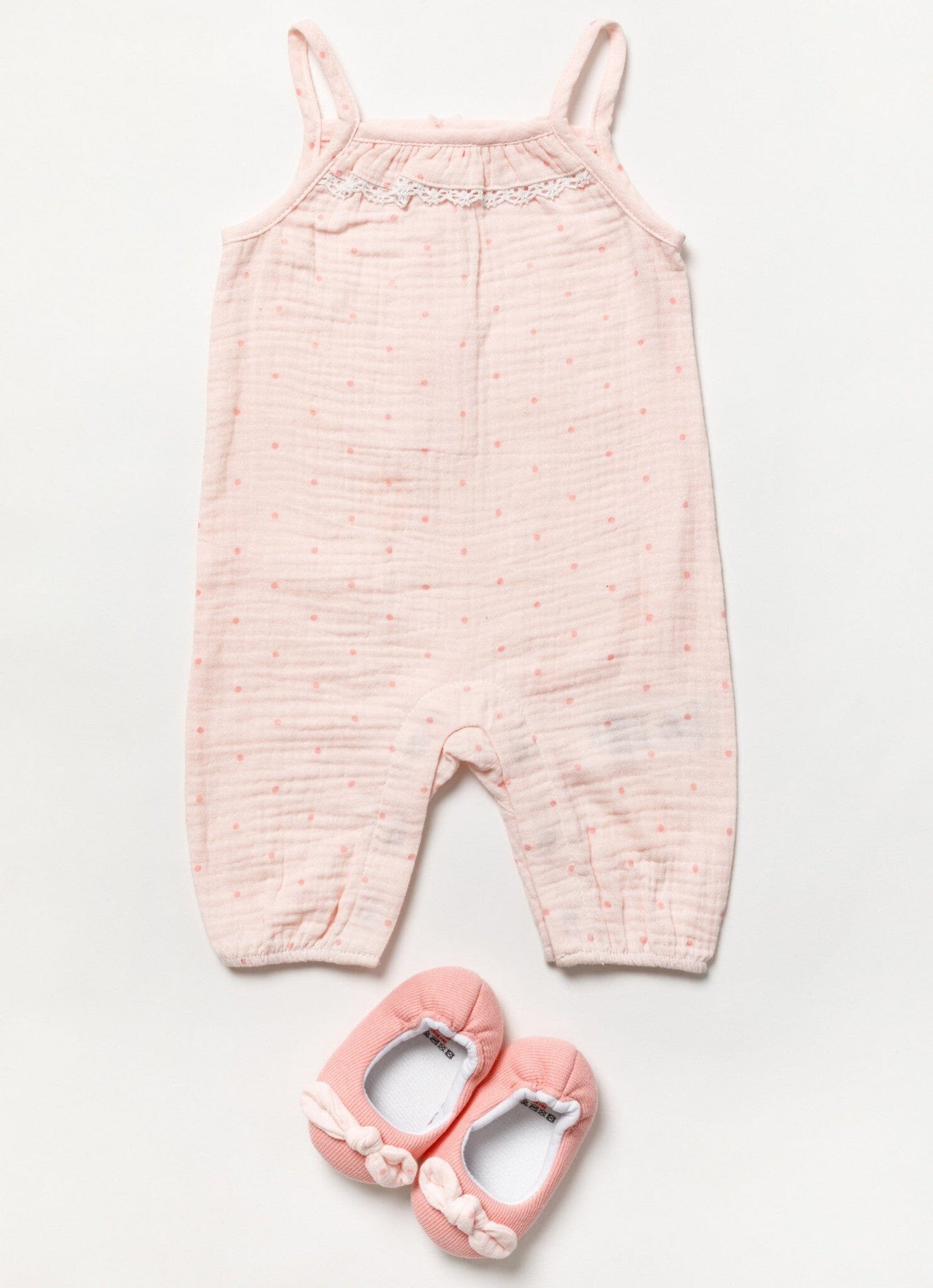 Pink Crinkle Muslin Romper & Shoes Lilly & Jack