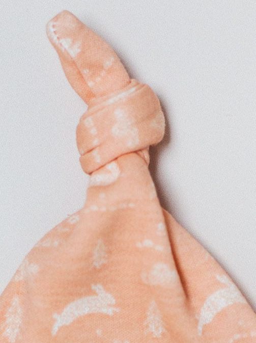 Knotted Hat, Leaping Bunnies, Premium 100% Organic Cotton Tiny & Small