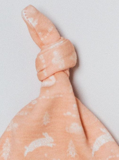 Knotted Hat, Leaping Bunnies, Premium 100% Organic Cotton Tiny & Small