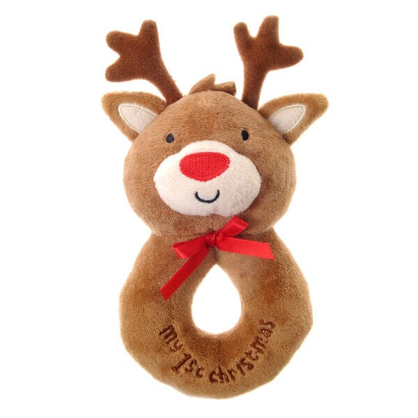 My First Christmas Reindeer Plush Baby Rattle Rattle Ziggle Baby 