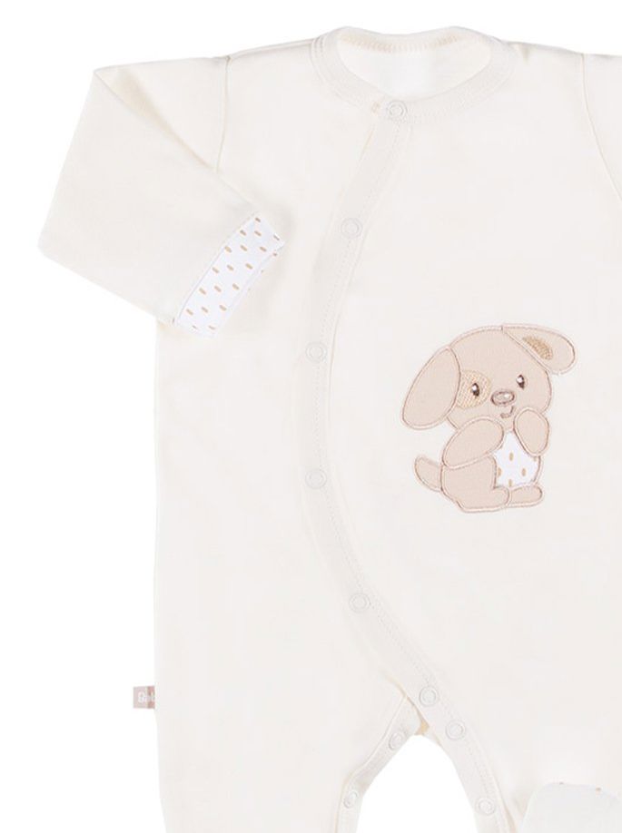 Early Baby Footed Sleepsuit - Puppy, Cream EEVI
