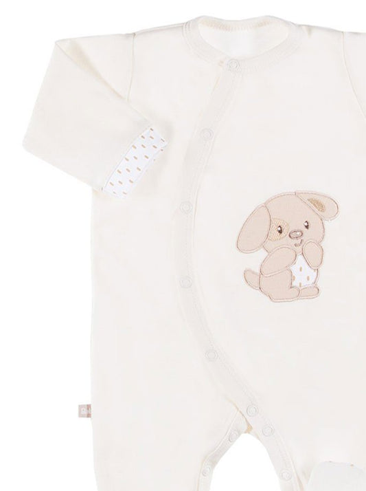 Early Baby Footed Sleepsuit - Puppy, Cream EEVI
