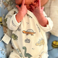 Prem Baby Sleepsuit, Cream Dino Buddies Sleepsuit / Babygrow Tiny & Small 