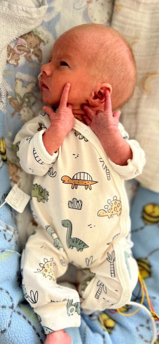 Prem Baby Sleepsuit, Cream Dino Buddies Sleepsuit / Babygrow Tiny & Small 