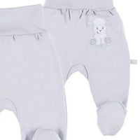 Early Baby Footed Trousers, Embroidered Lamb On The Rear - Grey EEVI