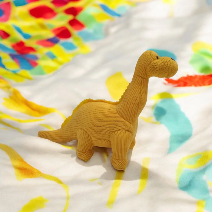 Knitted Diplodocus Rattle/Toy, Egg Yolk Yellow
