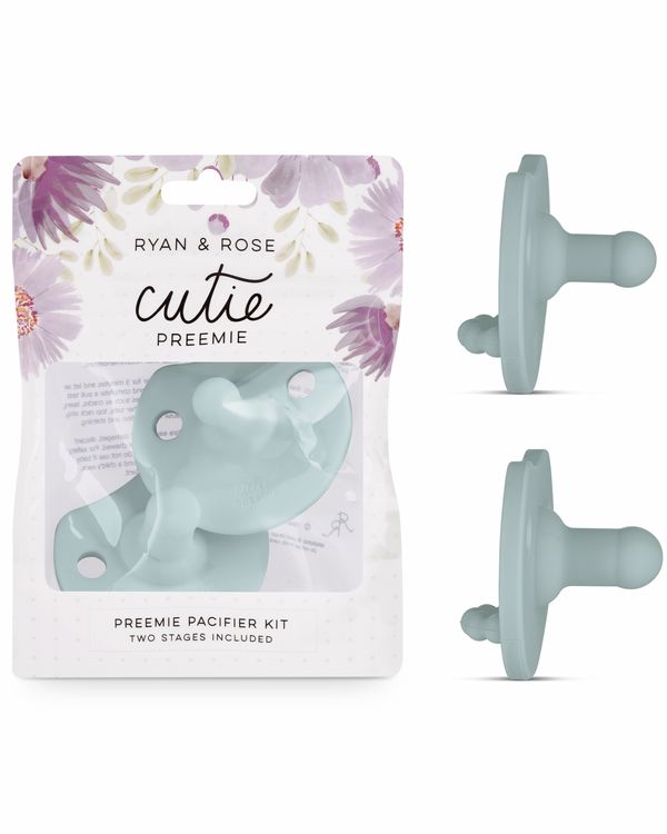 Ryan & Rose Cutie Preemie Tiny & Stage 1 Pacifier/Dummy (Mist Blue) Pacifier Ryan & Rose 