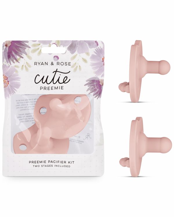 Ryan & Rose Cutie Preemie Tiny & Stage 1 Pacifier/Dummy - Kit (Blush)