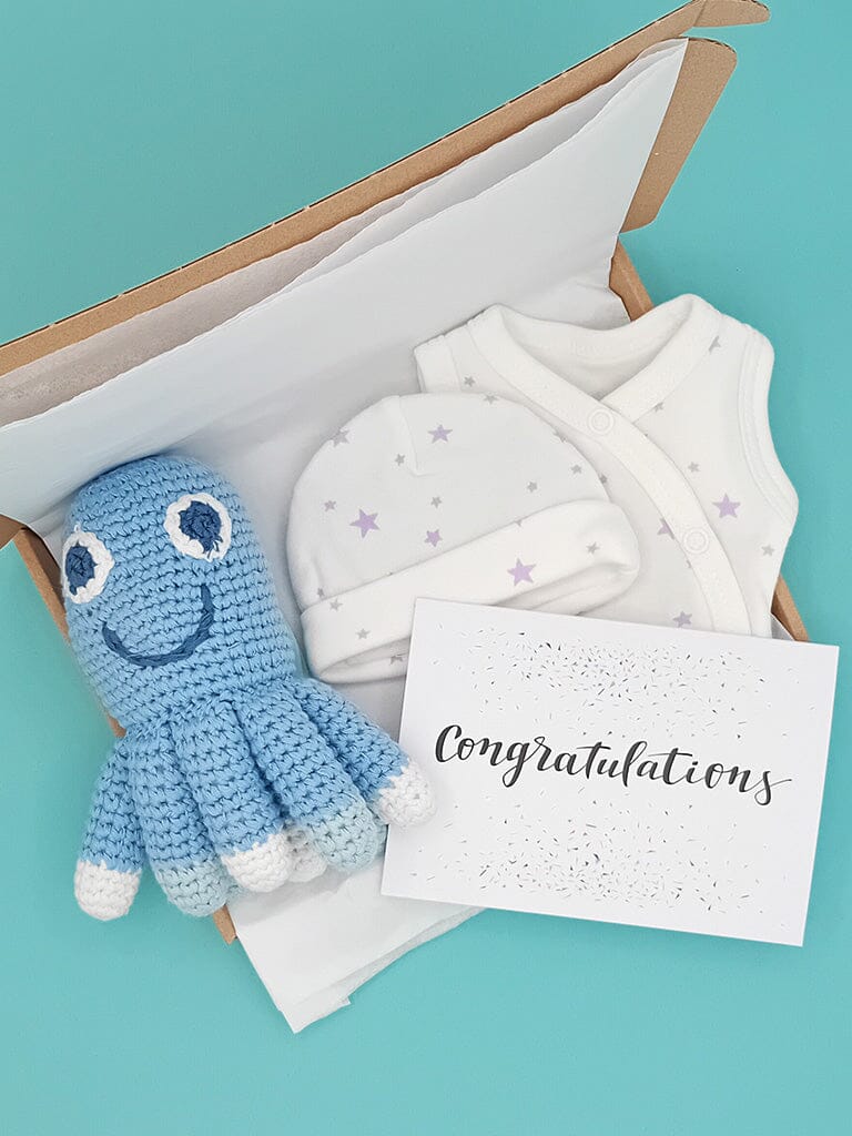 Purple Stars Baby Gift Box - Incubator Vest, Hat, Toy and Card - 1.5-3lb & 3-5lb - Set - Little Mouse Baby Clothing & Gifts