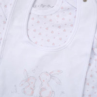 "I Love You" Rabbit design 5 Piece Layette Gift Set - 3 sizes. Set Rock a Bye Baby 