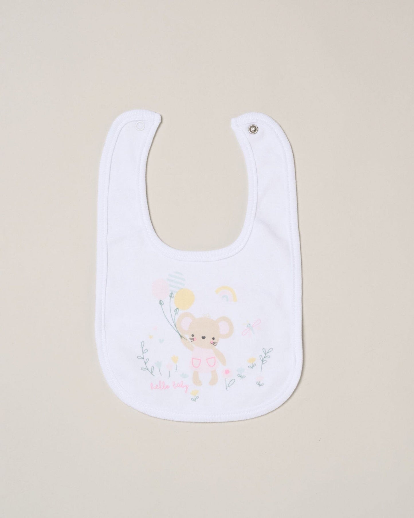 "Hello Baby" Mouse and Balloon 5 Piece Layette Gift Set - 3 sizes. Set Rock a Bye Baby 