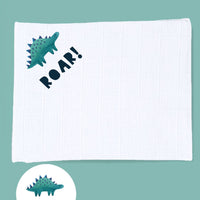 'Dino Discovery' 100% Pure Cotton Muslin - 70cm x 70cm - One Muslin Muslin Little Mouse Baby Clothing & Gifts White 