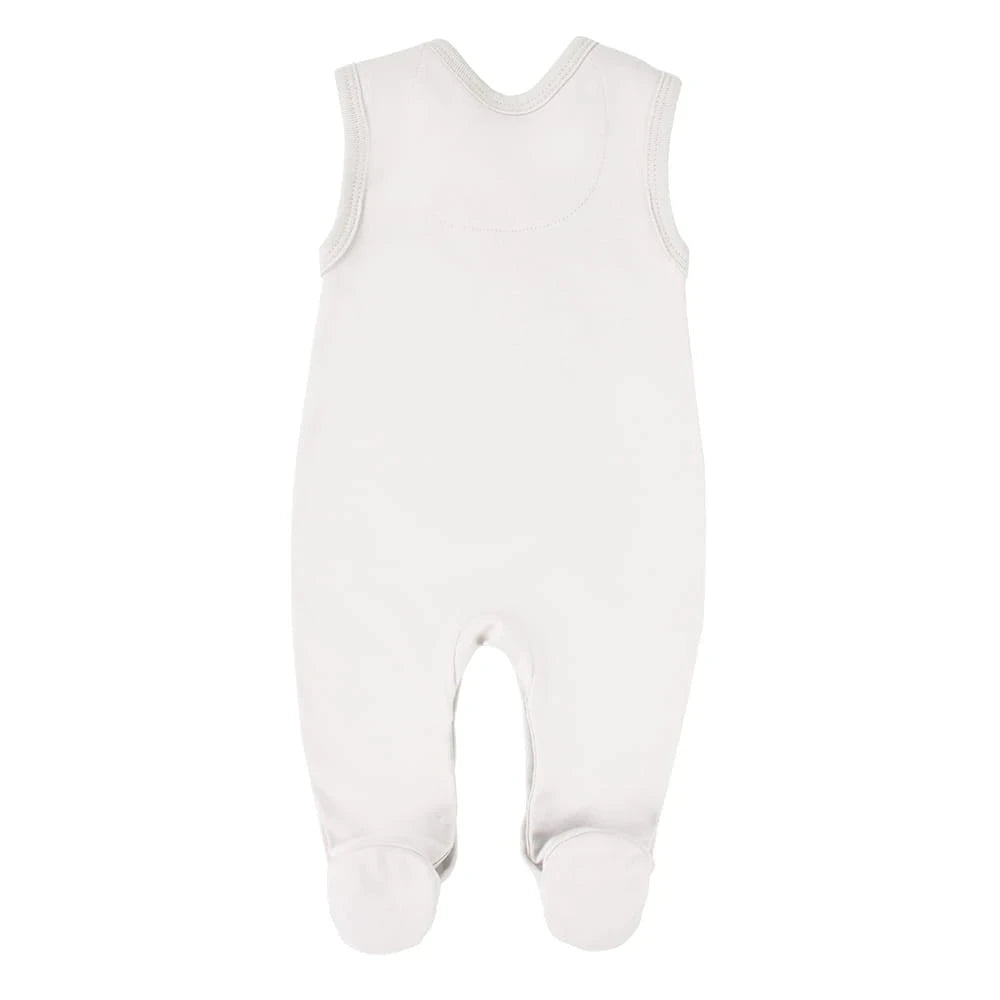 Early Baby Footed Dungarees, Embroidered Puppy Design - Cream Dungaree EEVI 