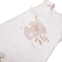 Early Baby Footed Dungarees, Embroidered Puppy Design - Cream Dungaree EEVI 