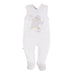 Early Baby Footed Dungarees, Embroidered Chick Design - White Dungaree EEVI 