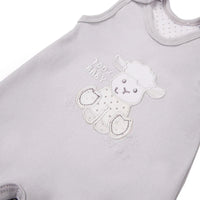 Early Baby Footed Dungarees, Embroidered Lamb Design - Grey Dungaree EEVI 