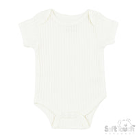 Cream Ribbed Capped Sleeved Bodysuit - 100% Cotton Sleepsuit / Babygrow Soft Touch 