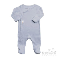 Blue Ribbed Sleepsuit Sleepsuit / Babygrow Soft Touch 