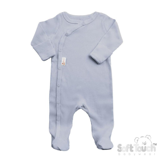 Blue Ribbed Sleepsuit Sleepsuit / Babygrow Soft Touch 