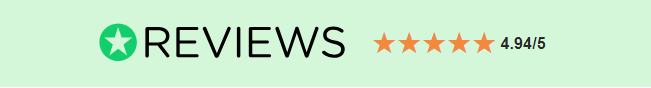 Reviews section with a green background and star rating
