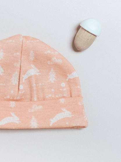 Preemie Round Hat, Leaping Bunnies, Premium 100% Organic Cotton Hat Tiny & Small 