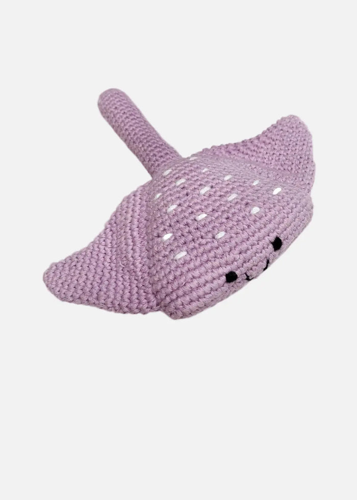 Crochet Fair Trade Rattle Toy - Stingray - Lilac