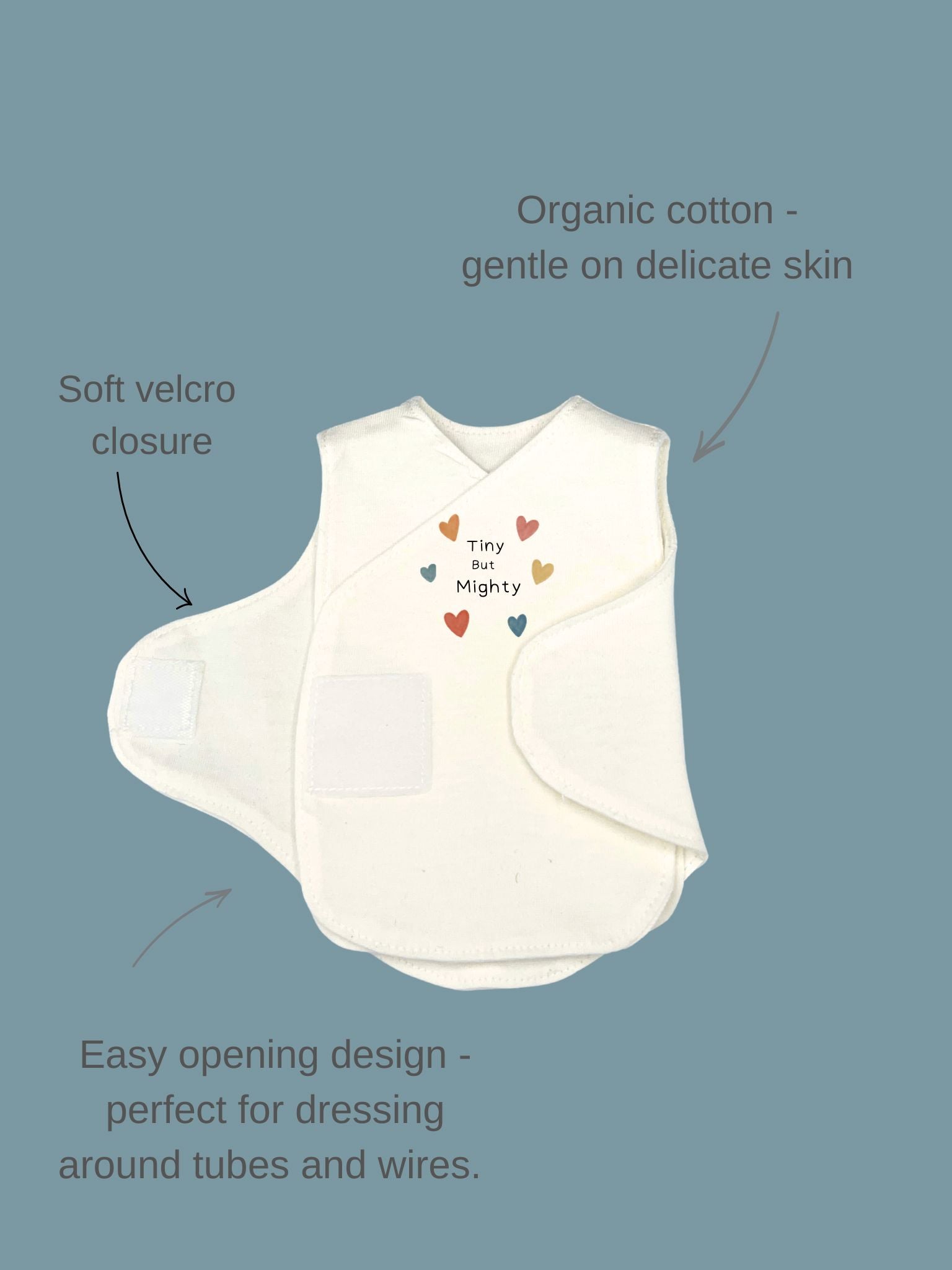 'Tiny But Mighty' Incubator Vest With Velcro Closures Bodysuit / Vest Little Dreamer 