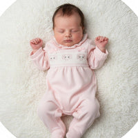 Baby Pink Smocked "Elephant" All In One