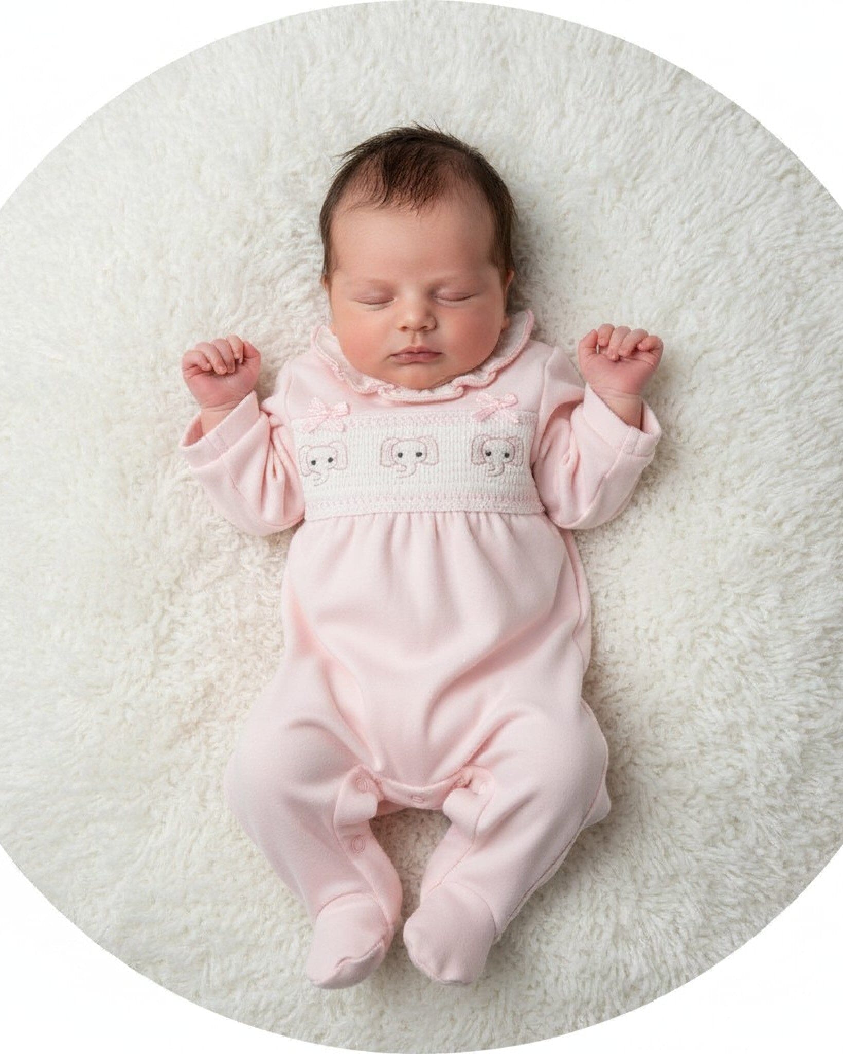 Baby Pink Smocked "Elephant" All In One