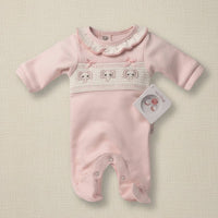Baby Pink Smocked "Elephant" All In One