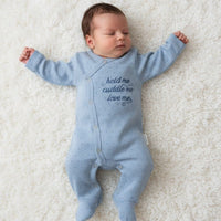 Sky Blue "Hold Me" All In One All In One Sleepsuit / Babygrow Tiny Chick 