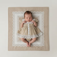 Premature Taupe Baby Lace and Linen Dress Set