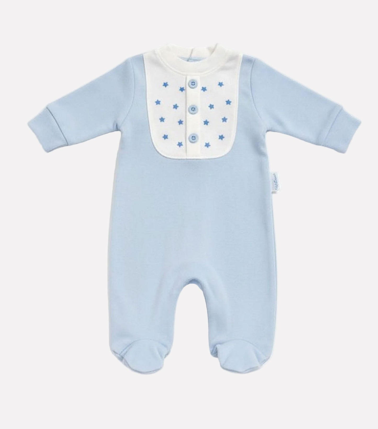 Blue "Stars" All In One Sleepsuit / Babygrow Tiny Chick 