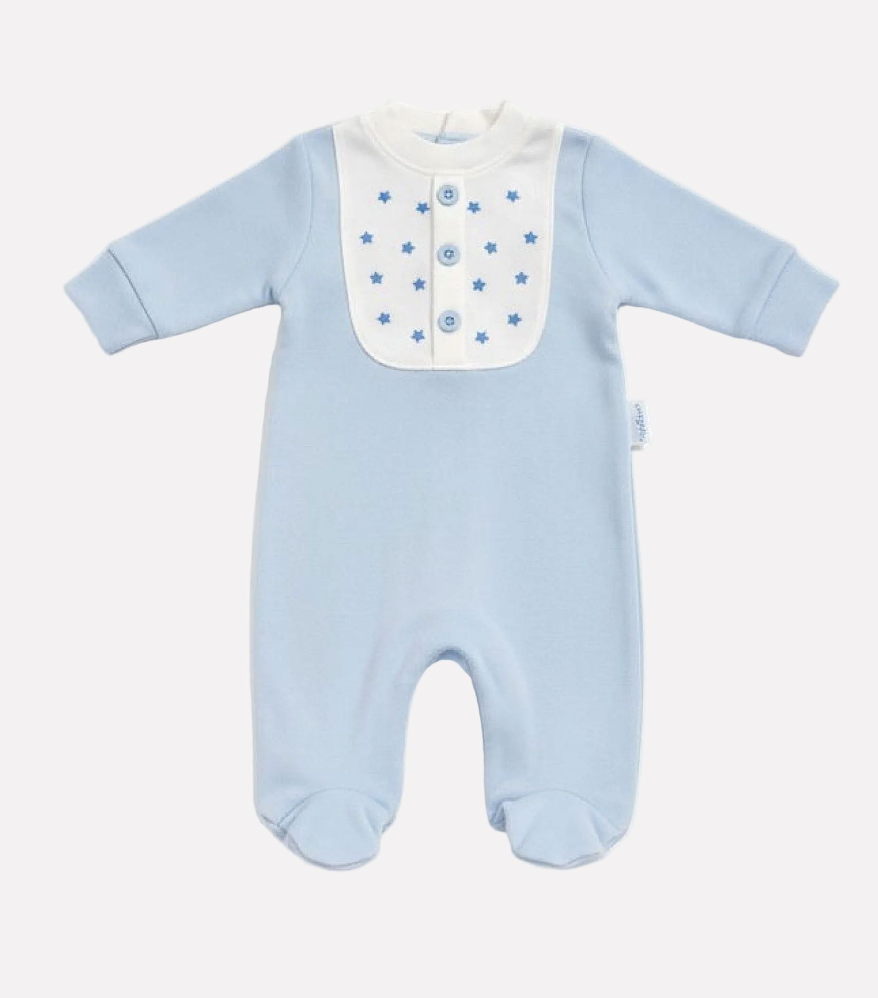 Blue "Stars" All In One Sleepsuit / Babygrow Tiny Chick 