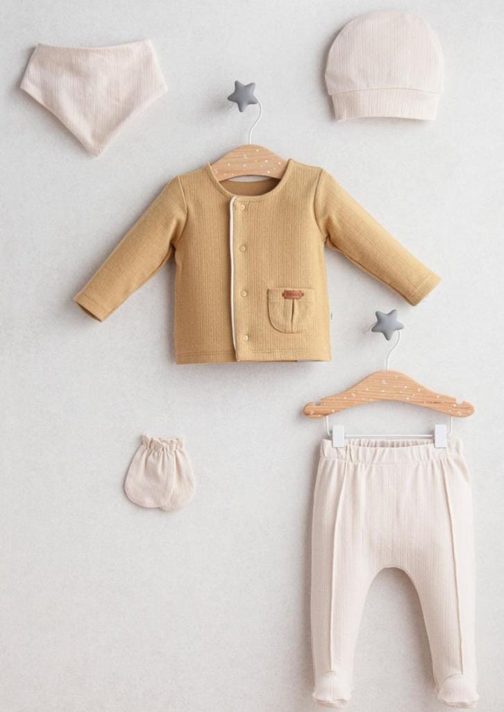 5 Piece Mustard Layette Set Tongs 