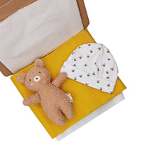 The Bear and The Bees Gift Box - Hat, Muslin, Rattle Little Mouse Baby Clothing and Gifts Ltd 