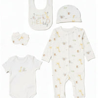 'Hello Baby Animals' 5 Piece Layette Gift Set Rock a Bye Baby