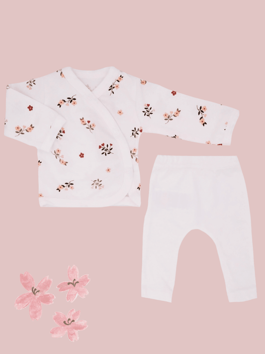 2 Piece Wrap Top & Trouser Set, Beautiful Bloom Top & Trousers Tiny & Small 