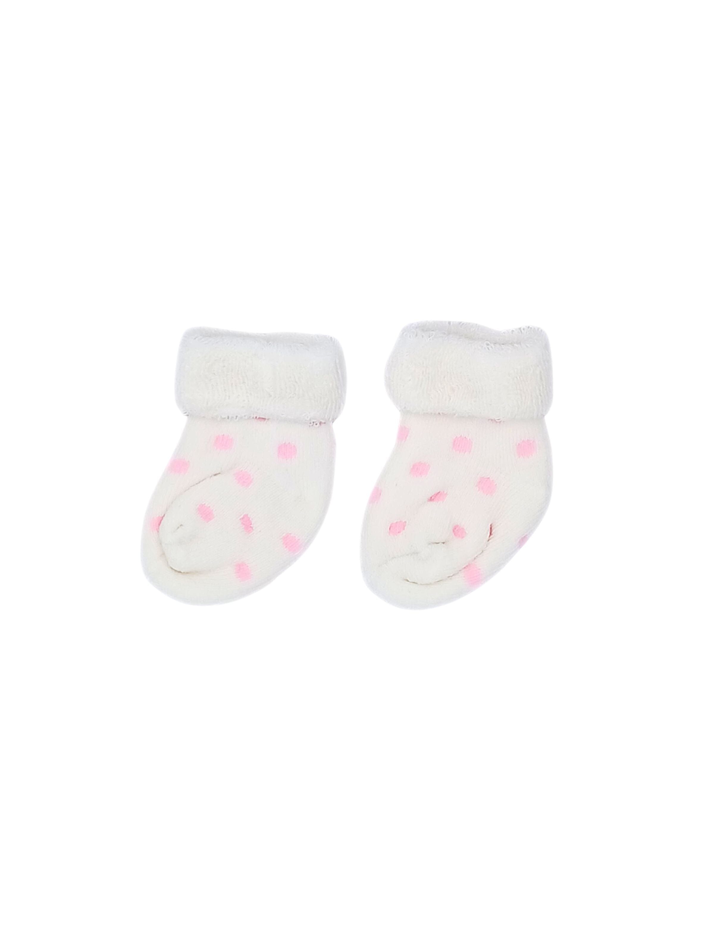 White With Pink Spots Stay-on Towelling Premature Baby Socks Little Mouse Baby Clothing & Gifts