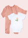 Dusky Pink Zipped Sleepsuit & Hydrangea Motif Bodysuit Set. Set Little Dreamer 