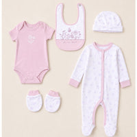Floral 'You Are Loved' 5 Piece Layette Gift Set - 3 sizes. Set Rock a Bye Baby 