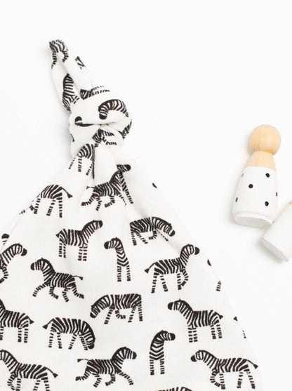 Premature Baby Hat, Knotted, Little Zebras, Premium 100% Organic Cotton Tiny & Small
