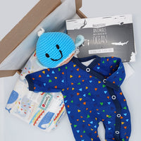 A nod to the Ocean Gift Box with Outfit - Toy, Muslin, Flash Cards & Sleepsuit Little Mouse Baby Clothing & Gifts