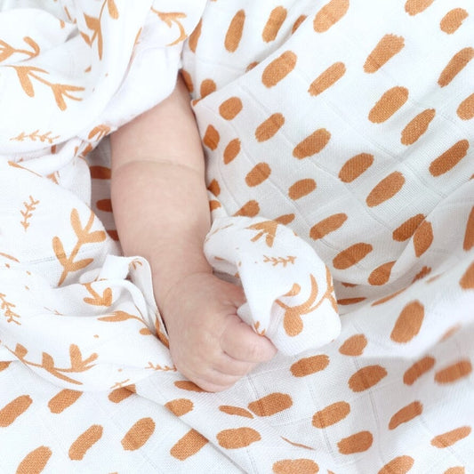 Muslinz Bamboo Organic Cotton Muslin Swaddle - Copper Spot - 120x120cm Muslin Muslinz 