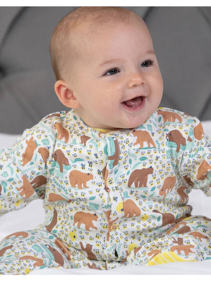 Piccalilly Footed Sleepsuit - Bears - Organic & Fair Trade - Sleepsuit / Babygrow - Piccalilly
