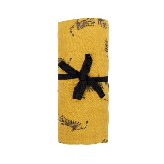 Swaddle Blanket - Mustard Tiger - 70 x 70 cm
